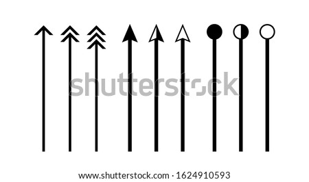 arrow vertical line set isolated on white, lines and arrows indicate the dimension of the drawing, arrowhead black on a line vertical, arrow line for dimension scale, clip art vertical line arrow