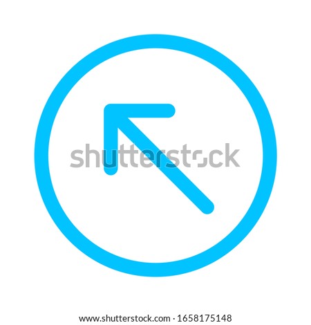 arrow line pointing left up in circle blue isolated on white, arrow in circular strokes for direction left up, arrows button simple, arrow symbol circle line for ui app, arrowhead pointer up