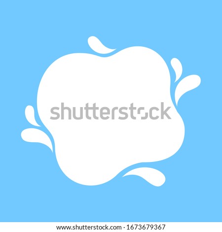milk blob shape on light blue soft for banner copy space, aqua background, white milk blob splash on pastel blue, water blobs droplet wave shape for banner, milk blob simple for graphic ad design