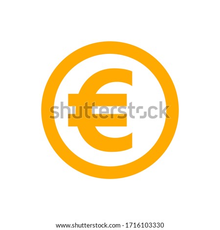 euro currency coin orange for icon isolated on white, euro money for app symbol, simple flat euro money, currency digital euro coin for financial concept, vector