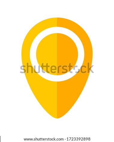 pin point symbol orange for icon isolated on white, modern yellow pin circle for location icon marker, simple orange pin symbol for position map, pin place flat icon orange for navigation search