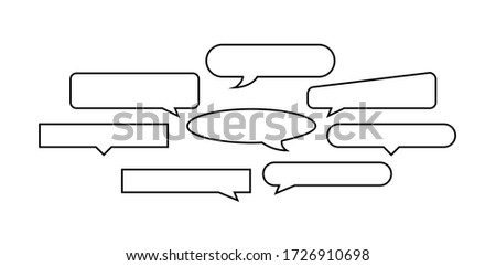 speech bubble horizontal line shape isolated on white, many horizontal frame speech bubble shape, dialog box balloon of text title, discussion chat symbol of banner copy space, balloon speech for talk