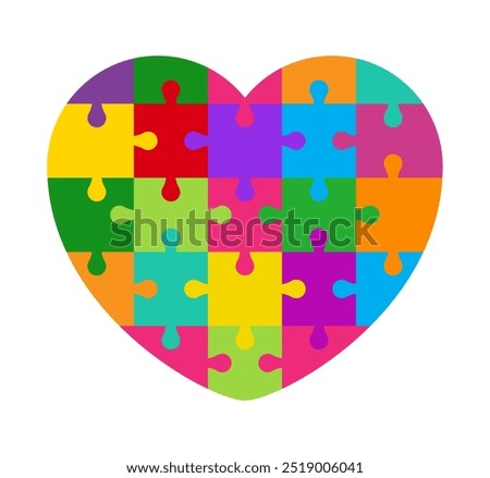 puzzle heart shape colorful, jigsaw game heart template, puzzle pieces