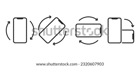 Rotate smartphone isolated icon. Device rotation symbol. Rotate Mobile phone. Turn your device. Rotate smartphone, icon set vector illustration for web site or mobile app. vector modern flat design 