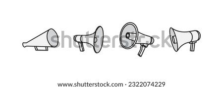 Simple set megaphone Icon Vector Logo Design Template. Vector line icon for megaphone, Outline stroke object. Perfect for web apps and mobile.
