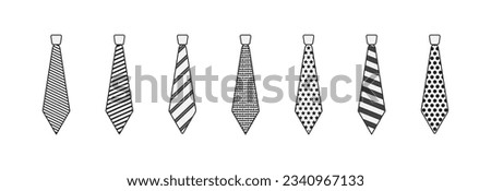Tie icons set sith stripes, Necktie and neckcloth symbol. Web symbols for web sites and mobile app. Modern vector symbols, isolated on a white background. Simple thin line signs vector illustration,