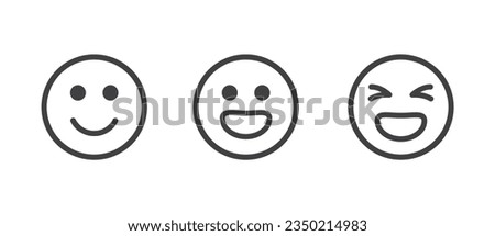 Happy flat icons set, Reactions icon, Emoticons mood scale on white background. funny cartoon emoji Emotions, rate your experience, feedback concept vector icons in flat style for web, Apps, UI