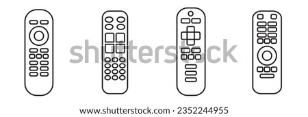 Set of universal remote icon. Thin linear remote outline icon isolated on white background from smart house. Line vector sign, symbol for web and mobile