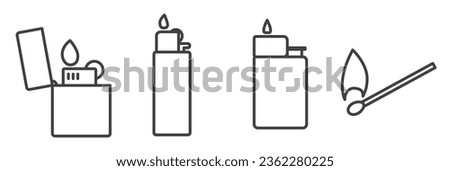 Simple Set of lighter line icon. Stroke pictogram. Lighters vector illustration isolated on a white background. Premium quality symbol. Vector sign for mobile app and web sites. Fire source icon.