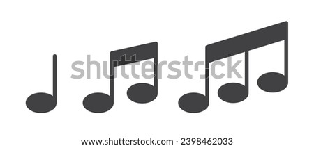 Simple flat of Musical notes icon set. Music notes icons collection. Music note symbol, vector illustration. Musical elements. Simple musical note signs. Isolated music note on transparent background