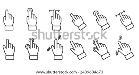 Simple set of gesture line icons.  Finger touch gesture Related Vector icon user interface graphic design. Contains such Icons as touch, gesture, navigation, touchscreen vector illustration.