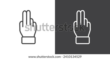 Two finger gesture vector illustration on black and white background. Modern outline style icons.