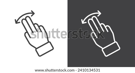 Moving touch gesture icon, Hand touch gesture vector illustration on black and white background. Modern outline style icons.Finger touch gesture icon.