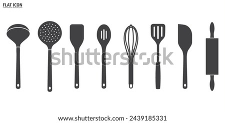 Flat icon of cooking tools, Kitchen utensils vector, Cooking Foods and Kitchen icons set in flat style. vector illustration in transparent background.