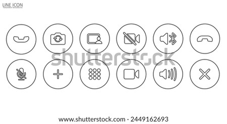 Simple Line icon of video call, Video conference, set of buttons template for mobile phone online app. online meeting workspace, internet talk, vector illustration in transparent background.