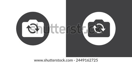 Button icon to switch cameras video call, Video calls icon, set of buttons template for mobile phone online app, ui. online apps, internet talk, vector illustration in black and white background.