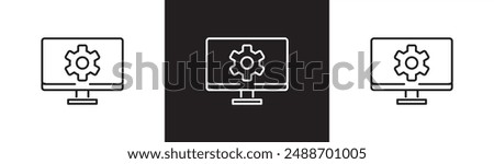 Computer Settings icon vector. simple icons Update, upgrade, configuration, customization, options, progress bar and installation concept icons isolated on black and white transparent background.