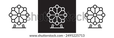 Ferris wheel icon. Line icons of amusement park, circus and fun place vector illustration in black and transparent white background. Simple Ferris wheel line icon, linear style pictogram, Eps10