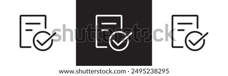 Check list icon vector, linear report icon. penalty icon, bill letter, warning vector illustration, outline and stroke style in transparent black and white background.