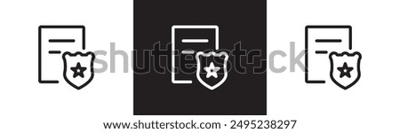 Police report linear icon. Filled penalty icon, violation letter, warning, vector illustration of penalty, outline and stroke style in black and transparent white background.