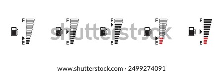 Simple digital indicator of vehicle fuel, Flat icons of full and empty of gas and fuel meters, fuel pump nozzle symbol, Gas oil Petrol Tank vector illustration on transparent background. Eps10