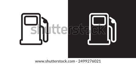 Gas flat icon, vehicle fuel oil pump icon in line shape, fuel pump simple icon, fuel pump nozzle symbol vector illustration on black and white background. Eps10