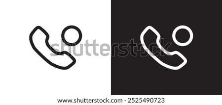 New call line icon, Simple icon of phone call, missed calls, incoming call, phone icon on social media, social media app icon on black and white background in vector shape.