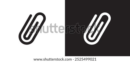 Simple paperclip icon. attached link file icon, attachment, document, office paper clip icon. Office accessory. Hold papers.  Paperclip vector illustration in black and white background. Eps10