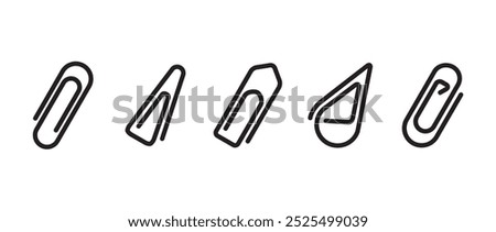 Icon set of paperclip. attached link file icon, internet web page URL icon, attachment, document, office paper clip icon symbol. Paperclip vector illustration in transparent background.Eps10