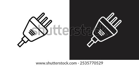 Type J power socket icon. Electrical symbol of power cable sign, Types of electrical sockets and plugs. World standard. AC power connector, International electric socket on black and white background.