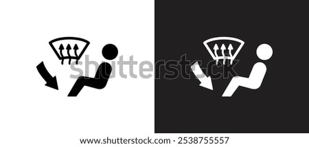 Simple icon of car air condition, Car AC control line icon. Car windshield defrosting outline vector icon. Climate control functions symbol. Air condition vector in black and white background.