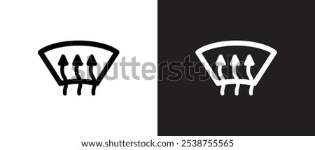 Defroster car AC control line icon. Car windshield defrosting outline vector icon. Climate control functions symbol. Air condition vector in black and white background.