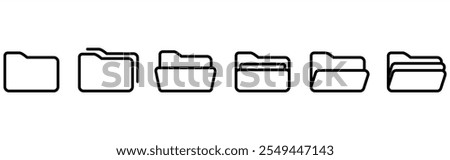 Folder icon set. folder vector icons. Folders line icons set. Document icon set, folder synchronization, local network vector illustrations in transparent background. Editable Strokes. eps10