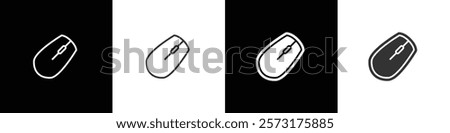 Wireless mouse icon, Flat mouse icon. Mouse button click icon. Wireless mouse, isolated with black, white and transparent background. Eps 10