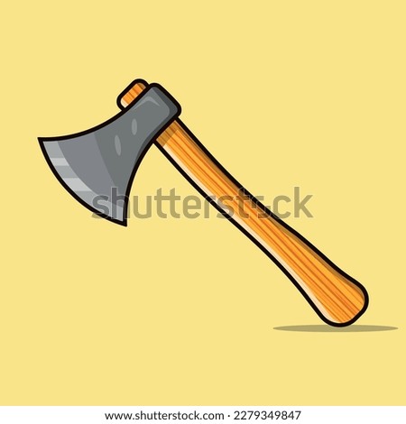 Cartoon Vector Of An Axe With A Wooden Handle, Vector Axe Stock Illustrations, Axe Flat Vector Illustrations, Wooden Axe Vector