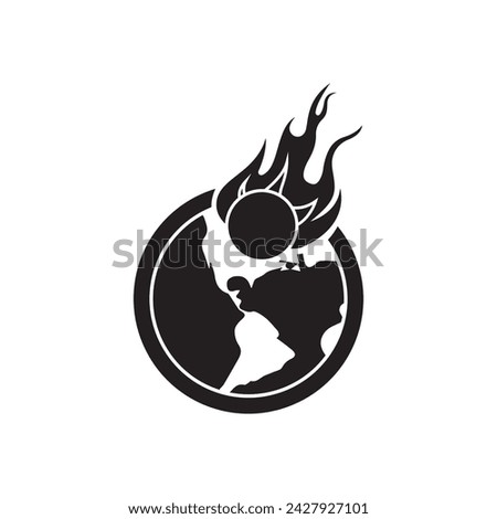 Collision, comet, meteorite, atmosphere, earth, flame icon
