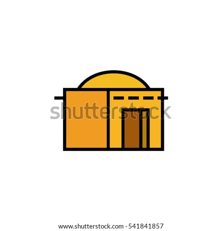 Adobe hut flat outline icon. House 