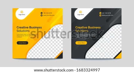 Yellow and Black Rounded Shapes Corporate Business Banner