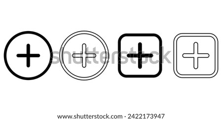 Plus line icon vector design for user interface, Plus icon simple vector perfect illustration, black white plus icons sign