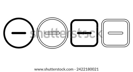 Minus vector icons in modern design style for web site and mobile app, Round and square minus icons set with different style vector.
