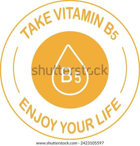 Vitamin B5 Icon set in, Outlined vector logo sticker in yellow color. Suitable for  HEALTHCARE products