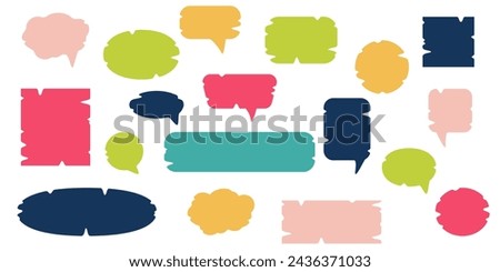 Color blank textbox frames set. Isolated Vector empty speech bubbles on white background