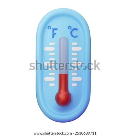 3D cold weather thermometer. Isolated realistic vector illustration on white background