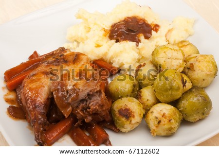 Pheasant with red cabbage and mashed potatoes
