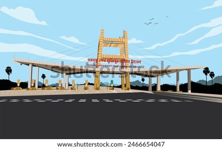 Bangabandhu Sheikh Mujib Tunnel in Chattogram Bangladesh Vector illustration, Road tunnel concept. Horizontal landscape with entrance to the tunnel. Vector illustration in flat style.