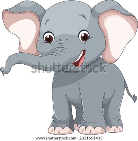 Happy cute elephant cartoon isolated on white background