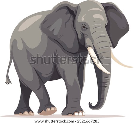 Elephant large cartoon mammal isolated on white background