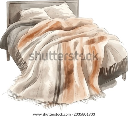 Textile blanket watercolor illustration isolated on white background