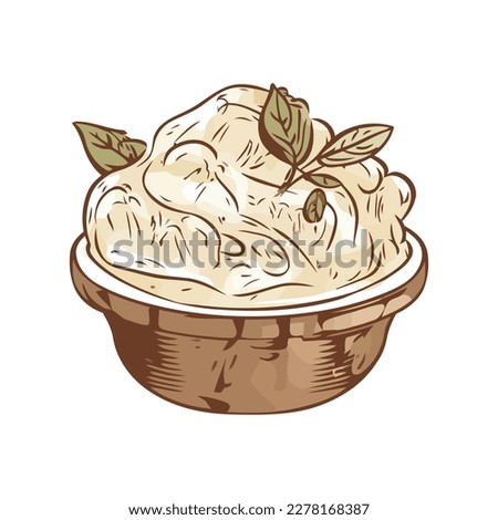 mashed potato in a bowl vector illustration