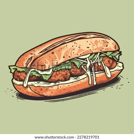 delicious meatball sub vector illustration